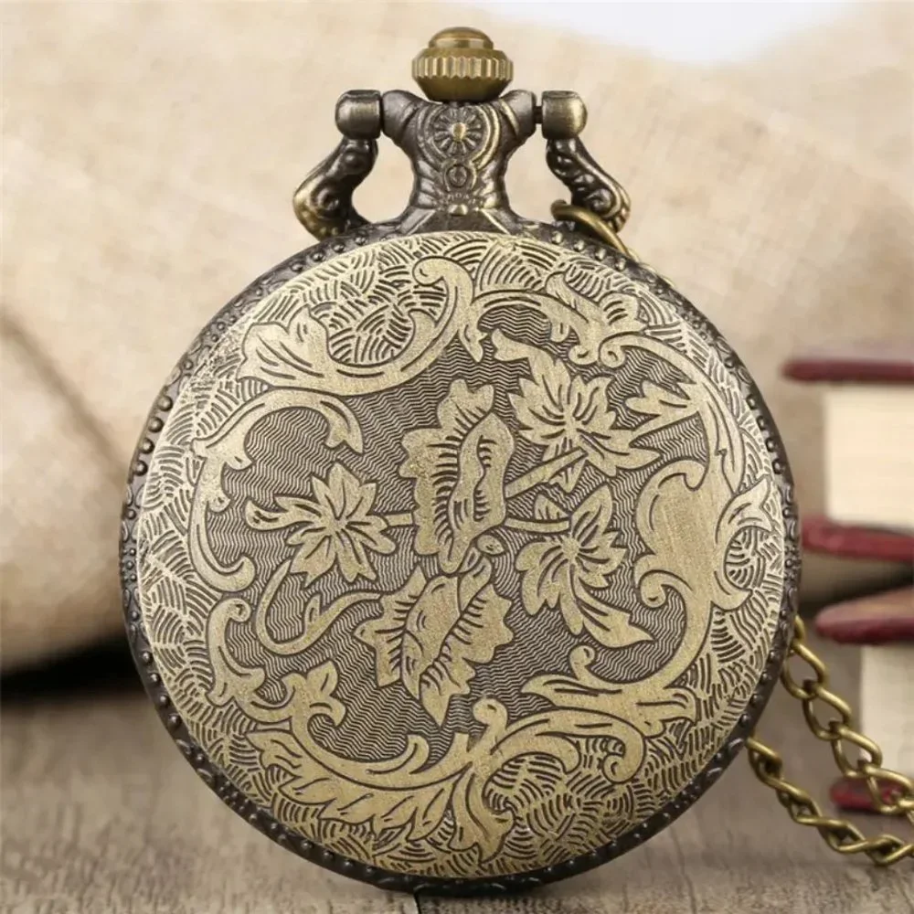 Horse Vintage Bronze Pocket Watch with Chain Necklace Unique